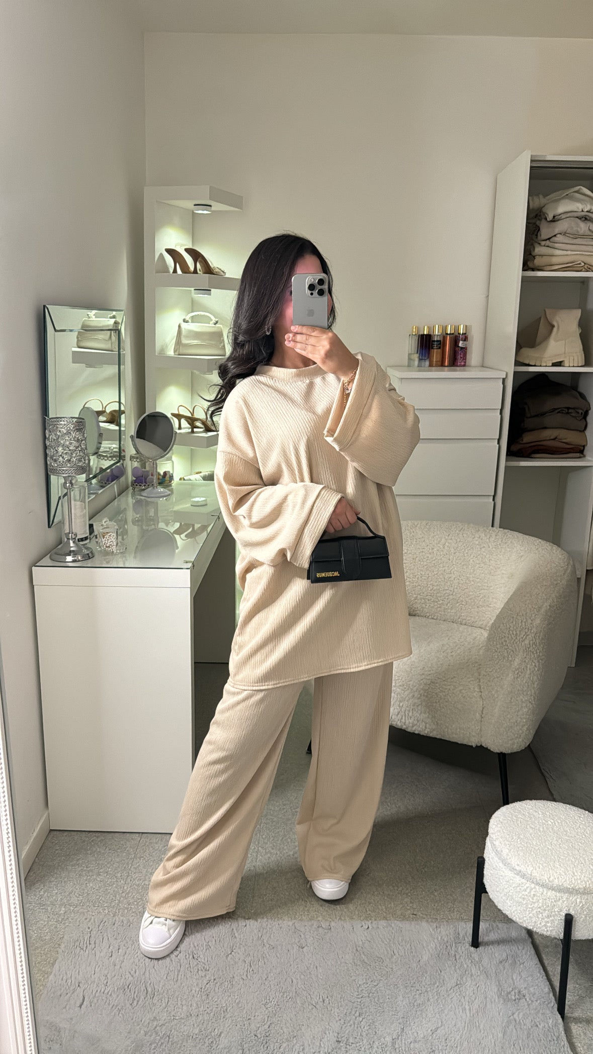 Ensemble pull long décontracté beige