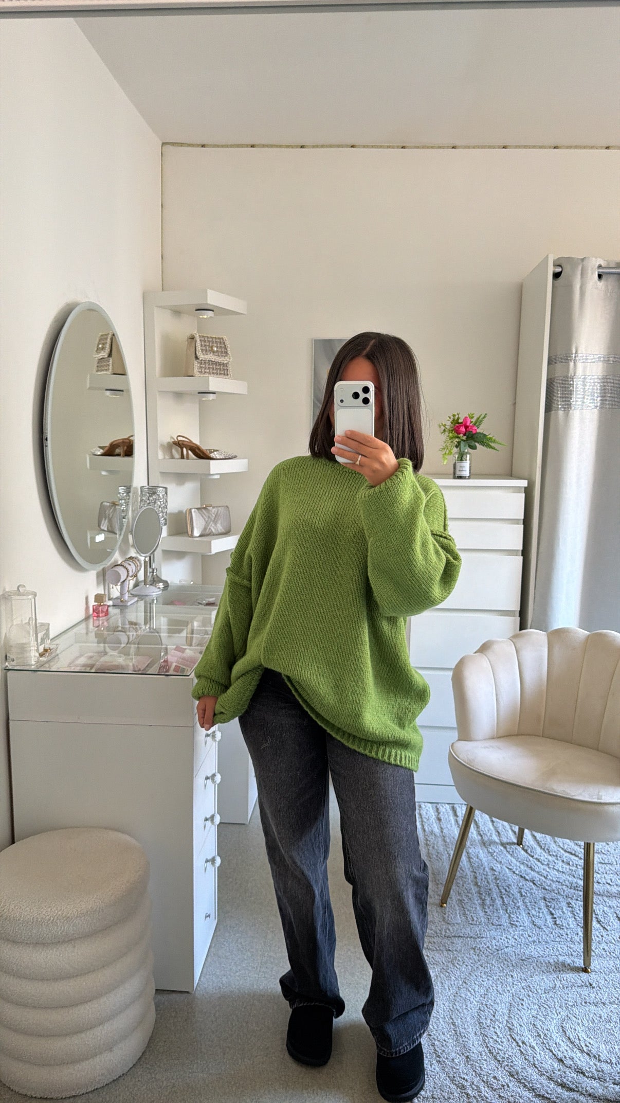 Pull épais long vert olive