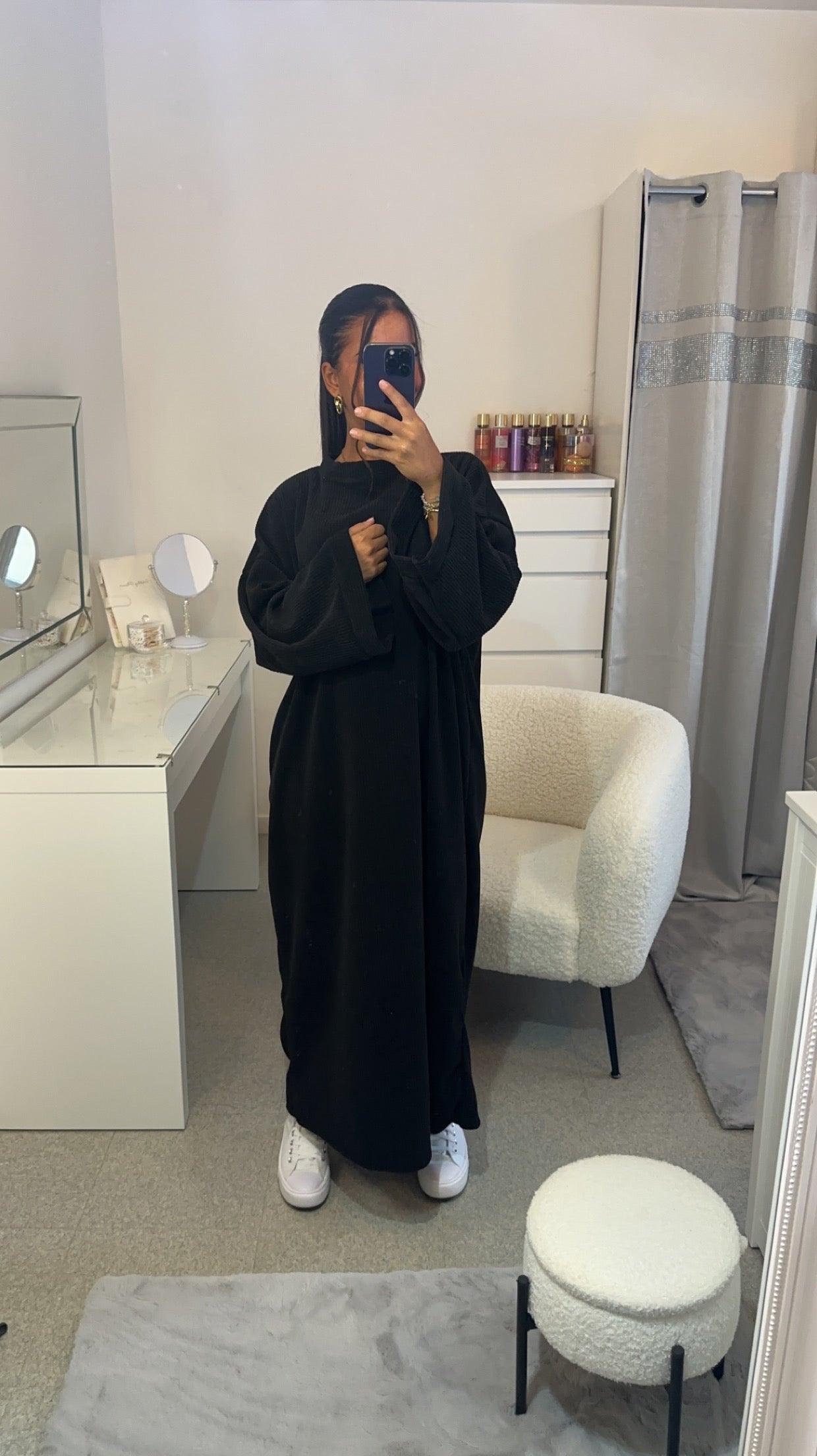 Robe velours longue épaisse noir