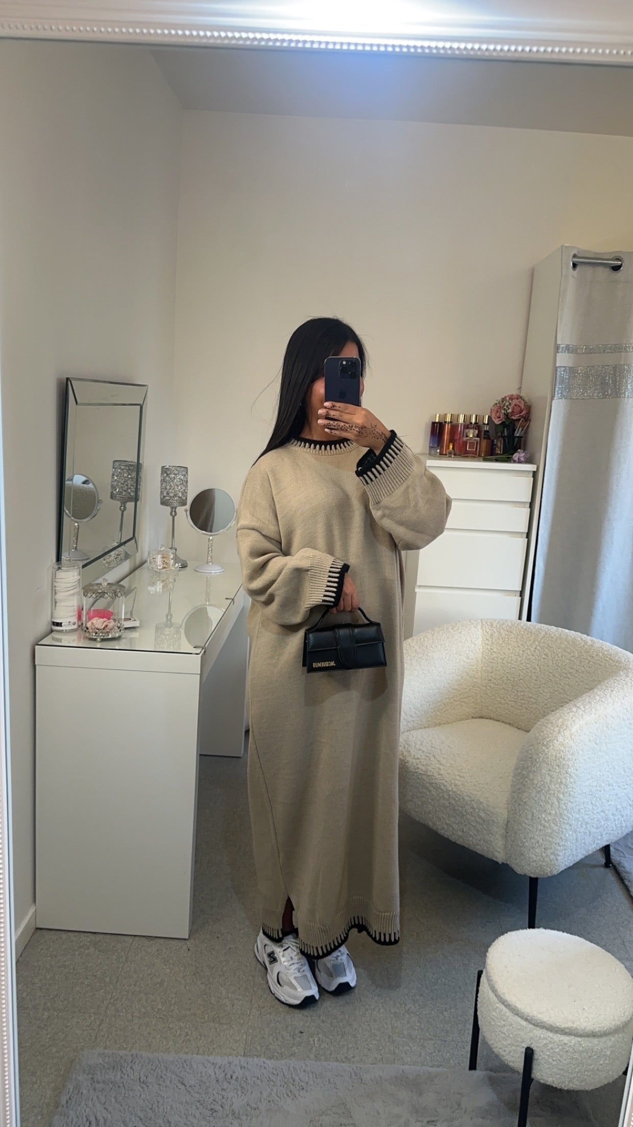 Robe pull long beige