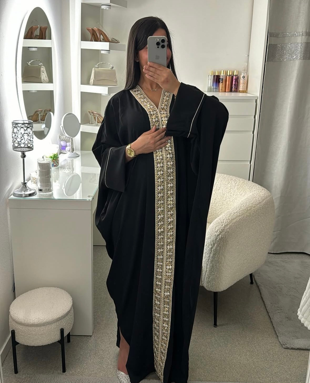 Abaya Sofia avec strass noir