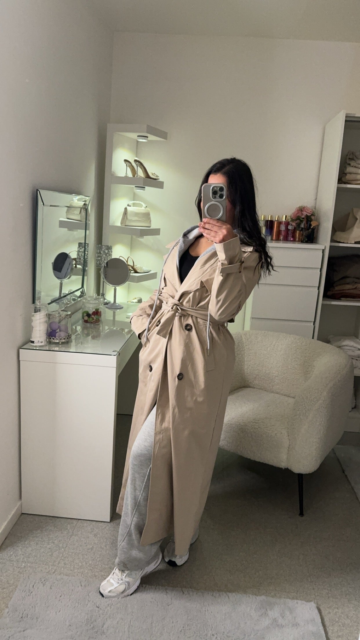 Trench à capuche beige