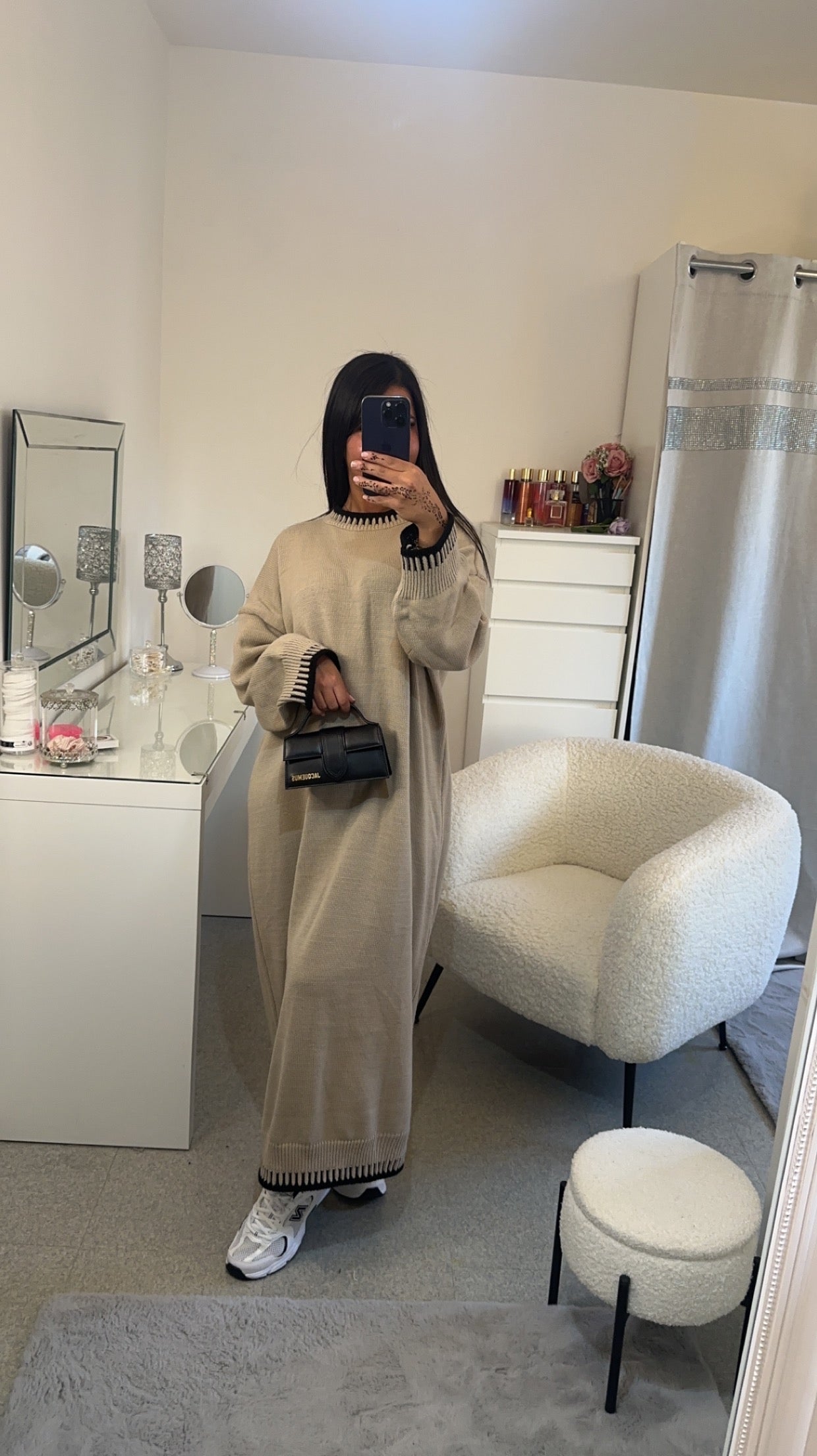 Robe pull long beige