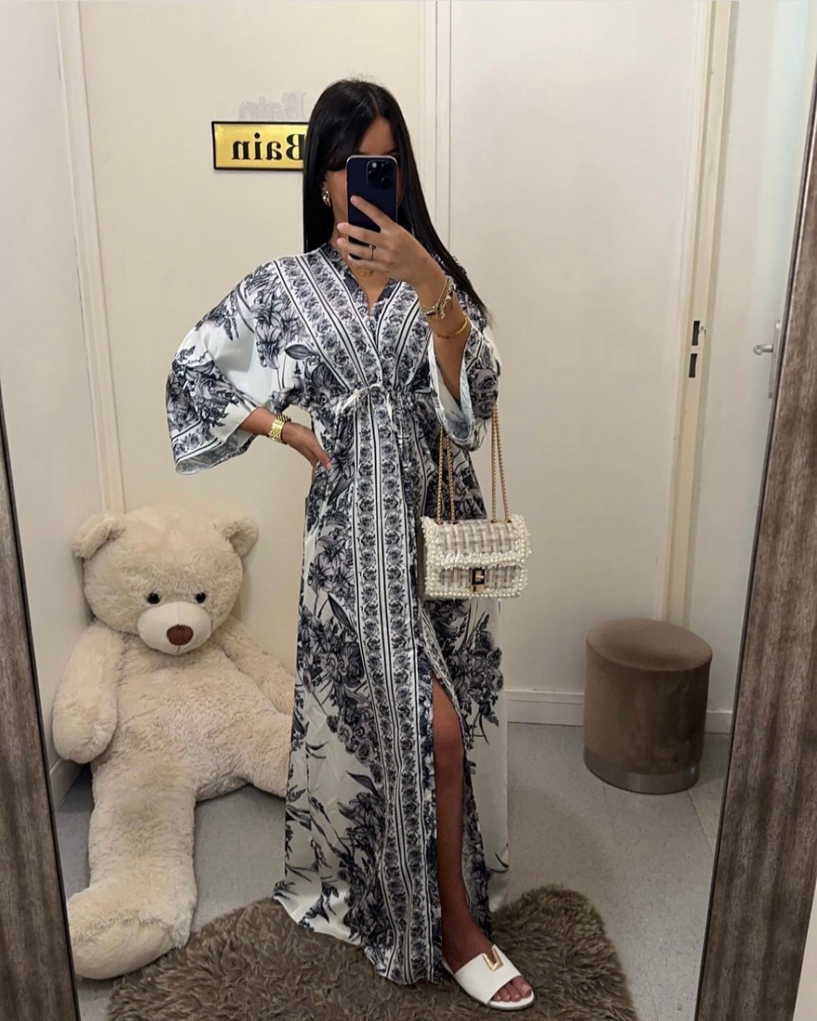 Robe kimono à ceinture noir