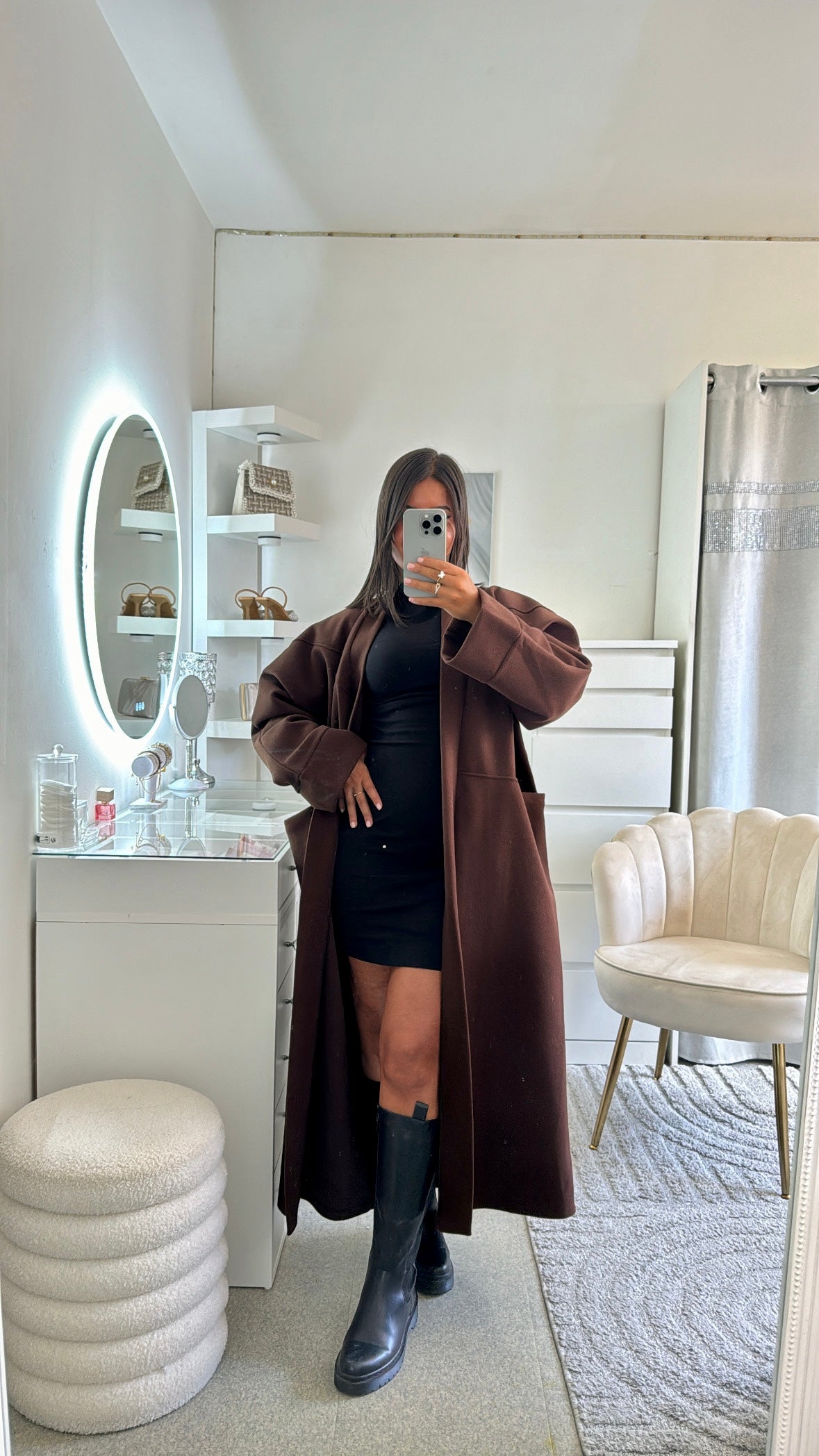 Manteau long Samia marron