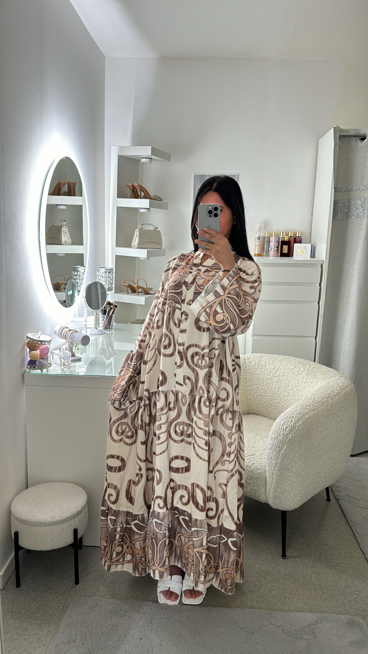 Robe longue à imprimer marron