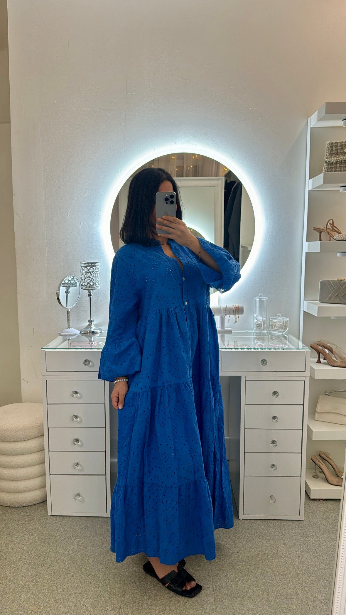 Robe broderie Anissa bleu