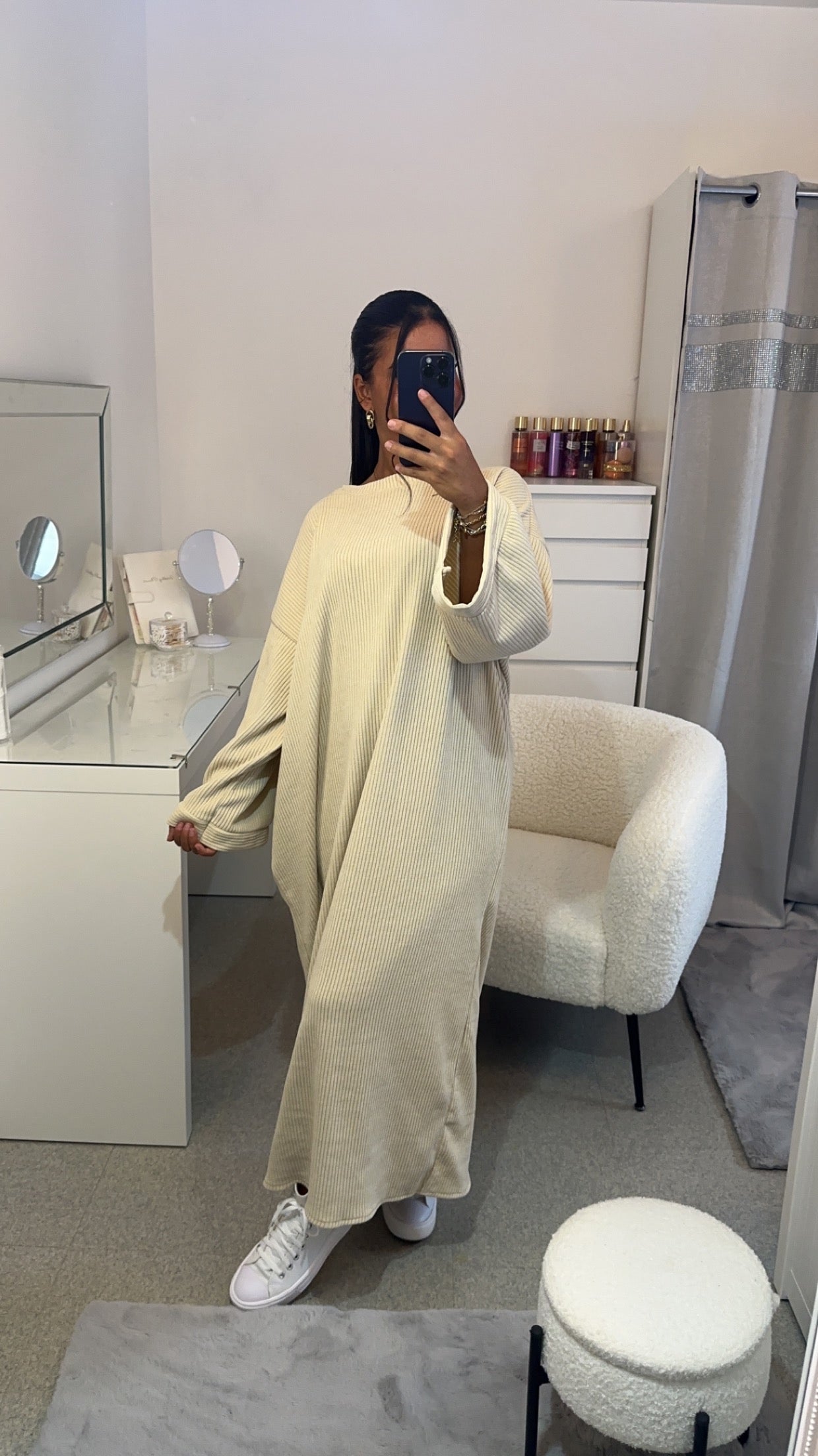 Robe velours longue épaisse beige