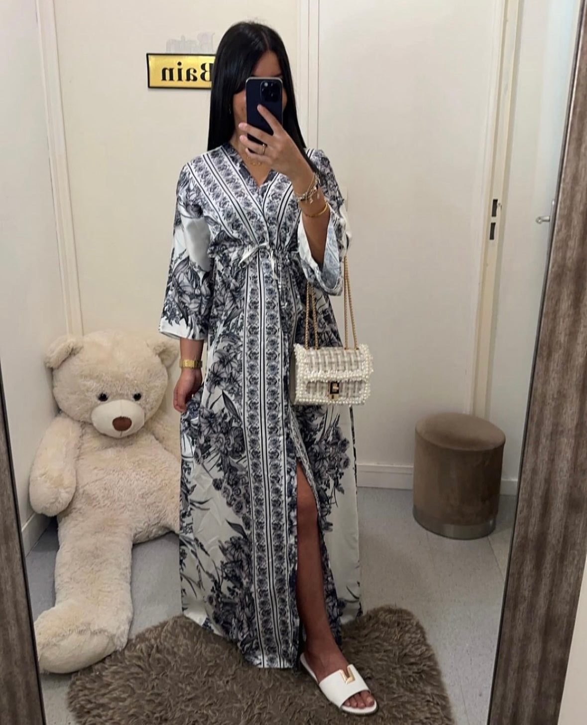 Robe kimono à ceinture noir