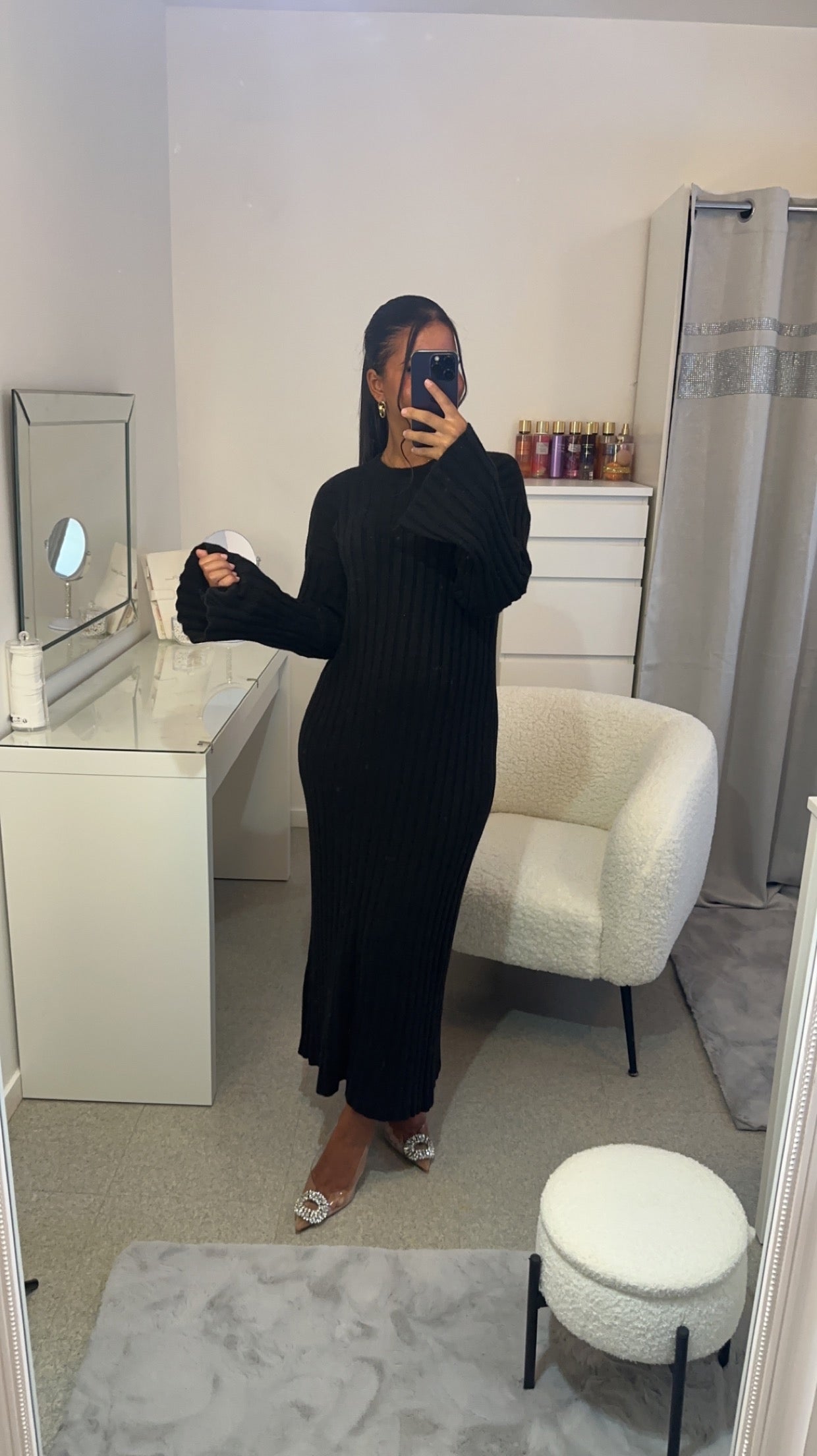Robe à manche évasée noir