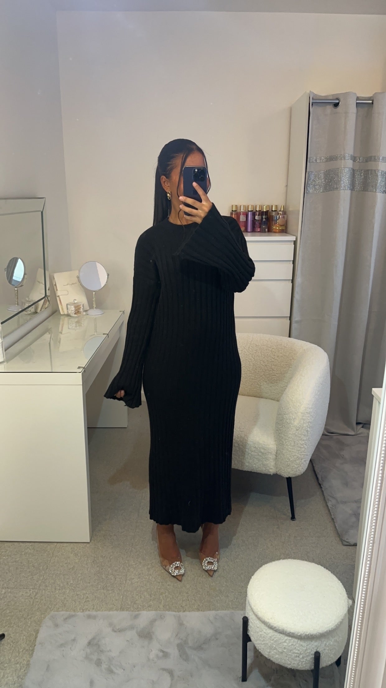 Robe à manche évasée noir
