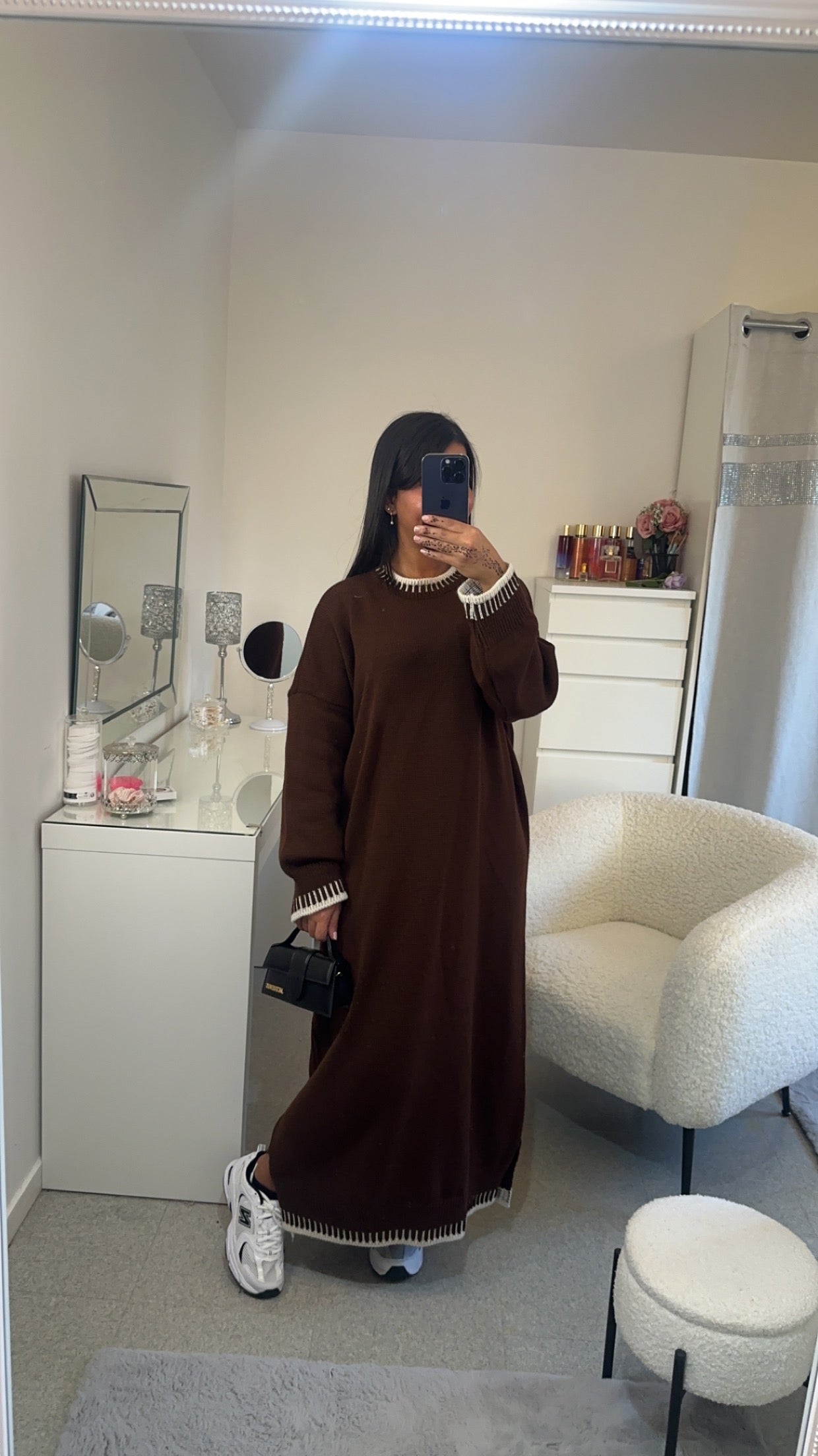 Robe pull long marron