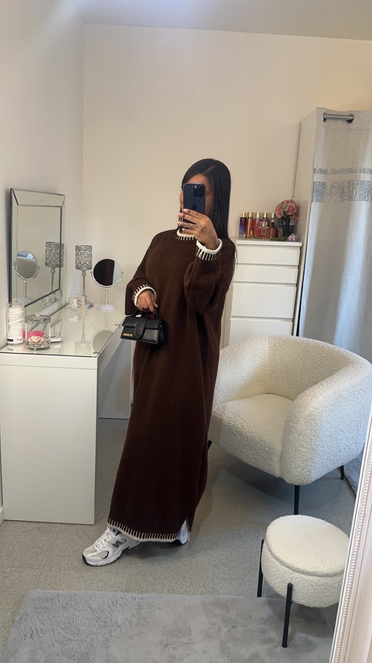 Robe pull long marron