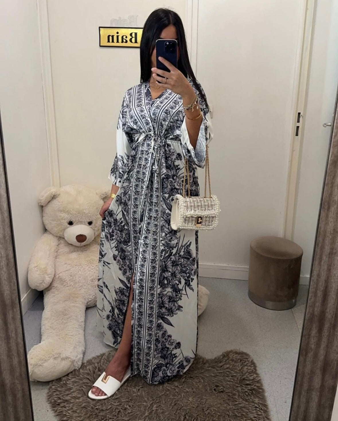 Robe kimono à ceinture noir