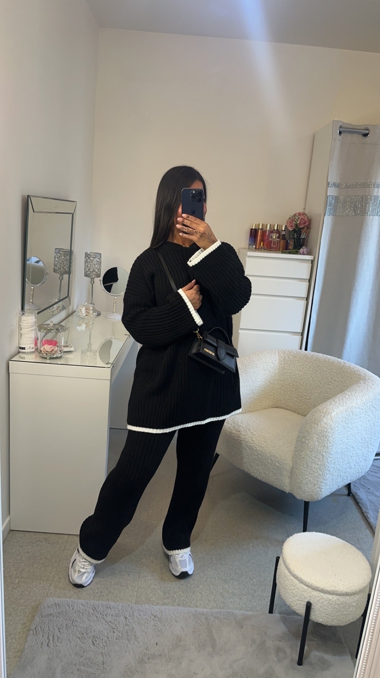 Ensemble pull long bande blanc
