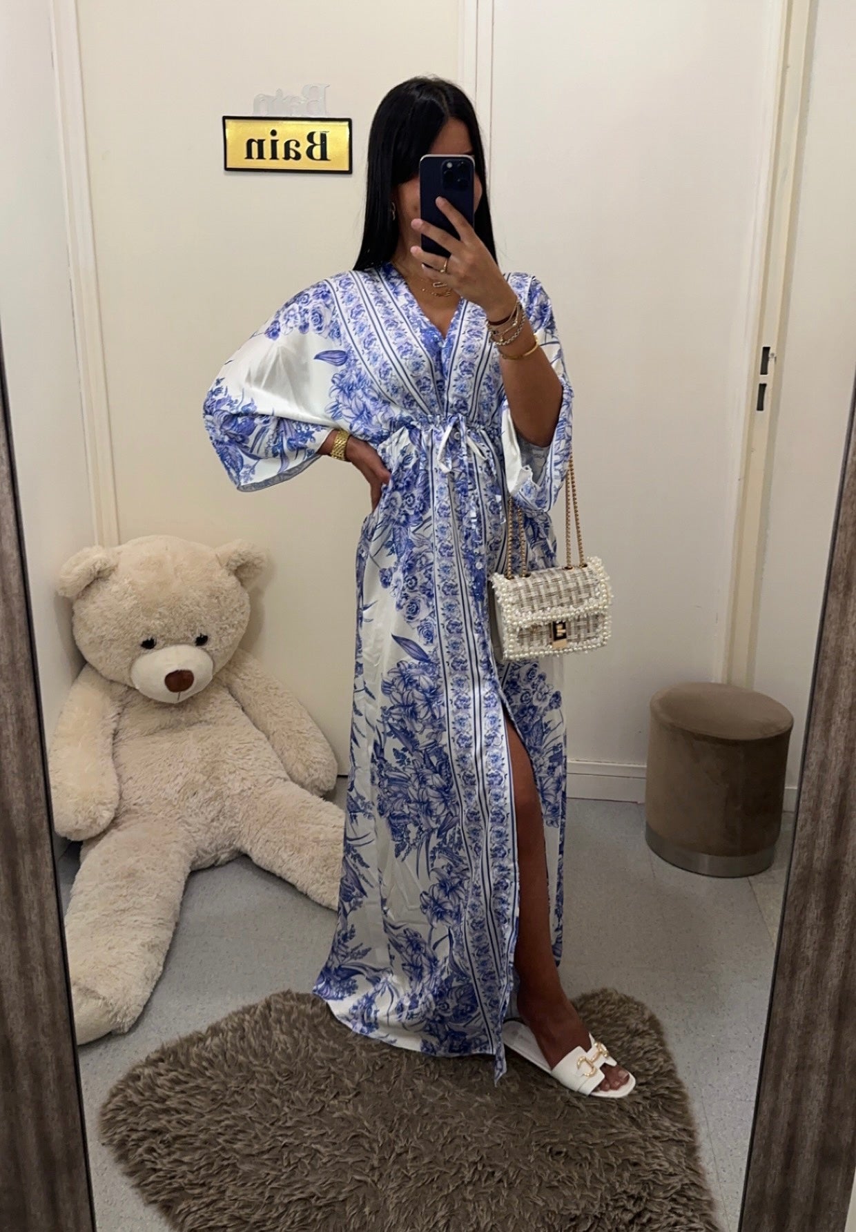 Robe kimono à ceinture violet