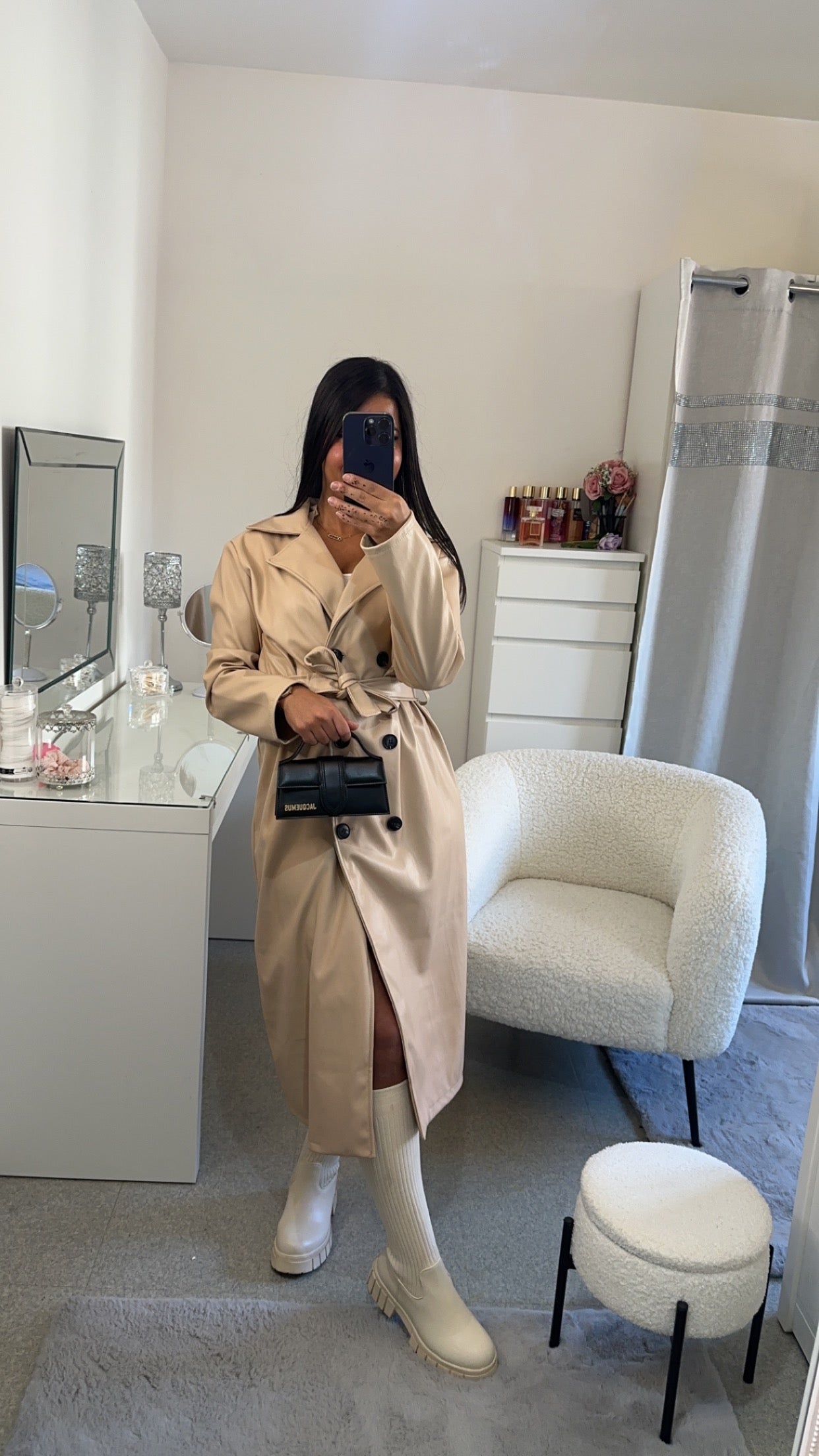 Trench semi cuir beige
