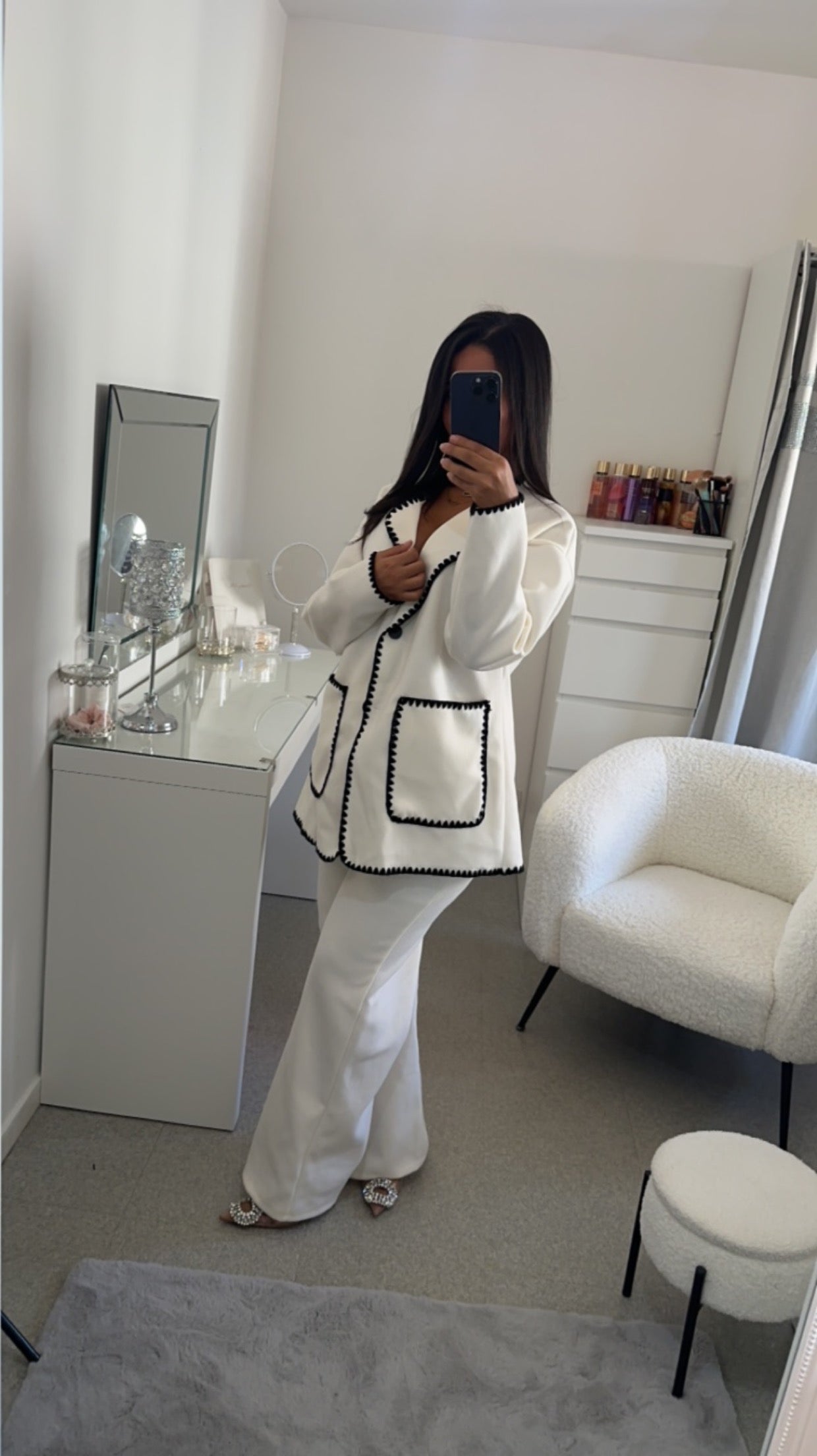 Ensemble veste en laine blanc