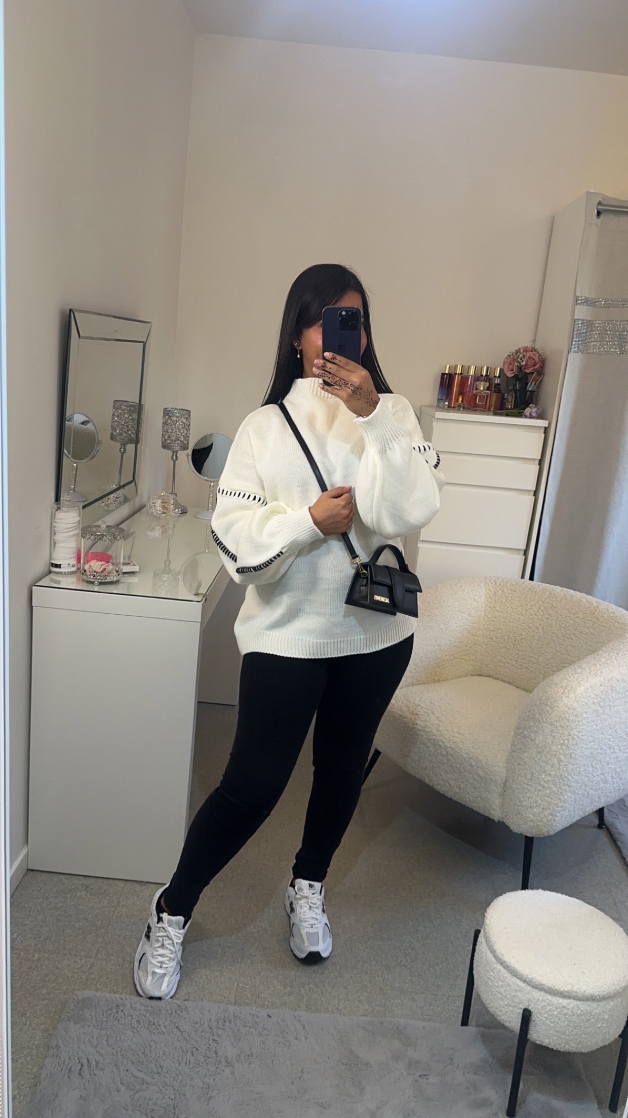 Pull surpiqûres blanc