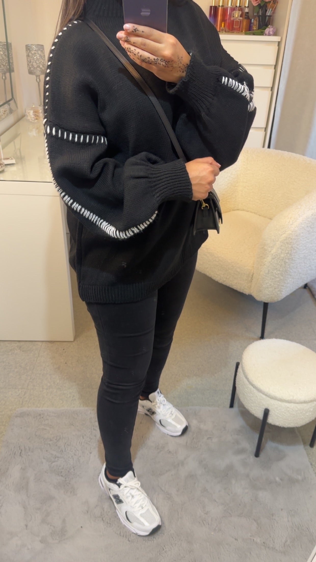 Pull surpiqûres noir