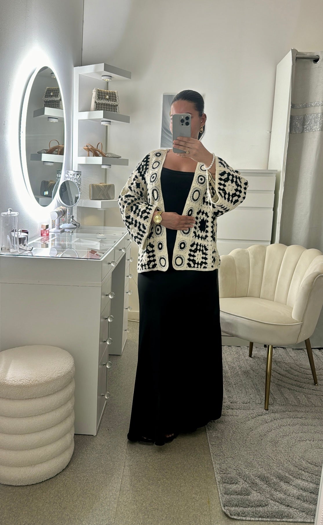 Cardigan en crochet noir