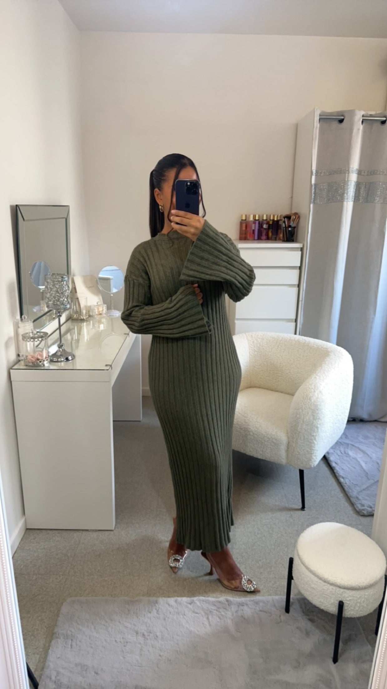 Robe à manche évasée vert