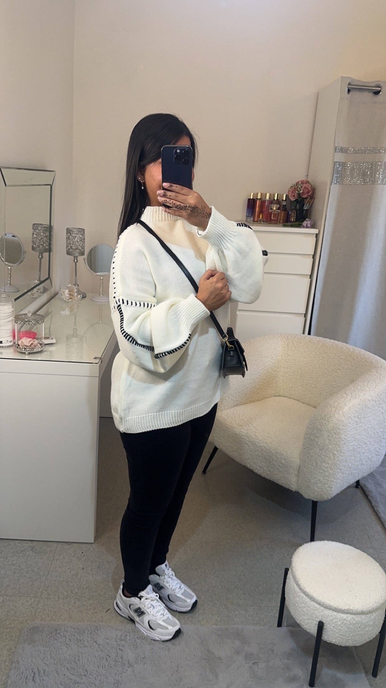 Pull surpiqûres blanc