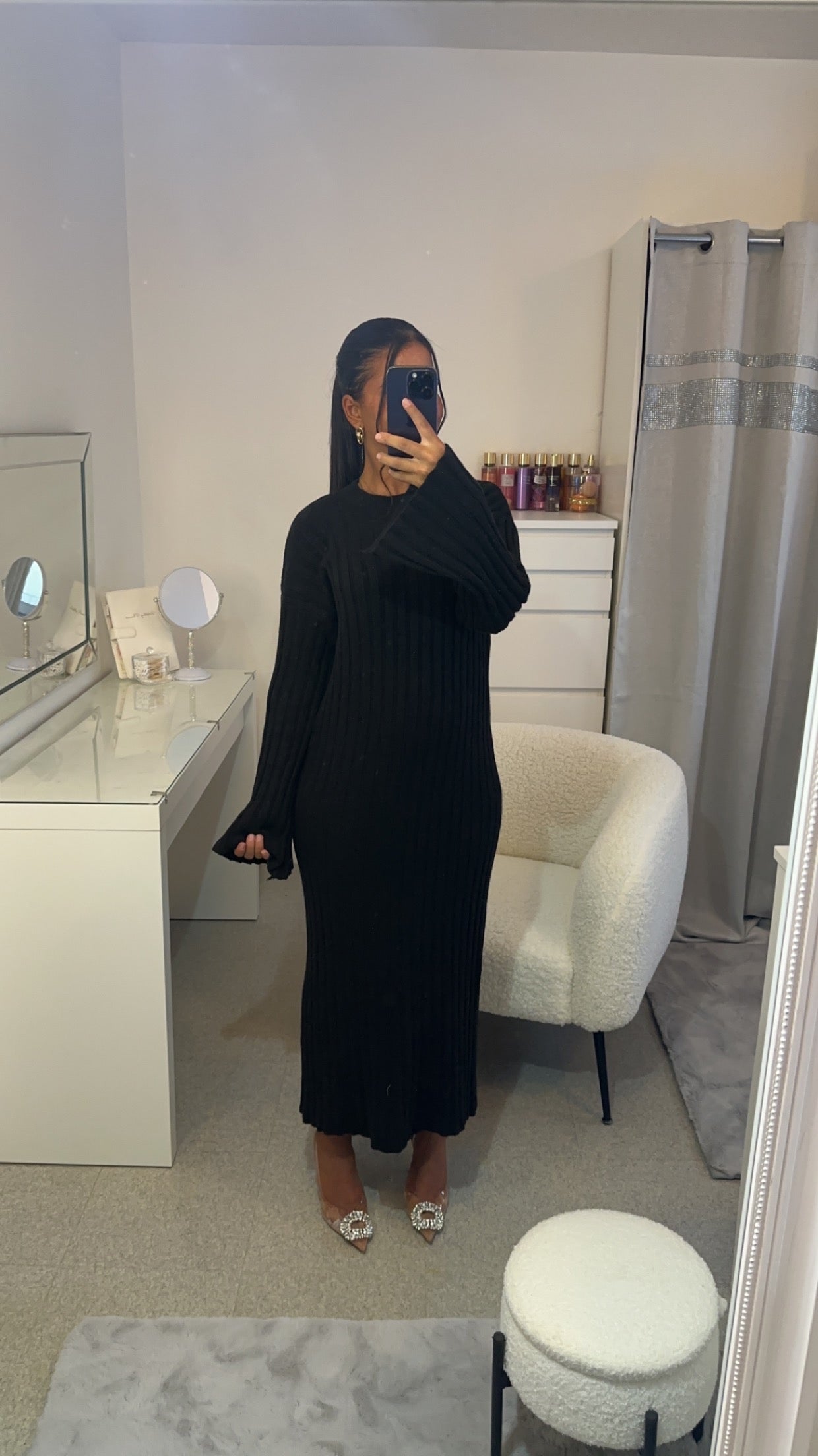 Robe à manche évasée noir