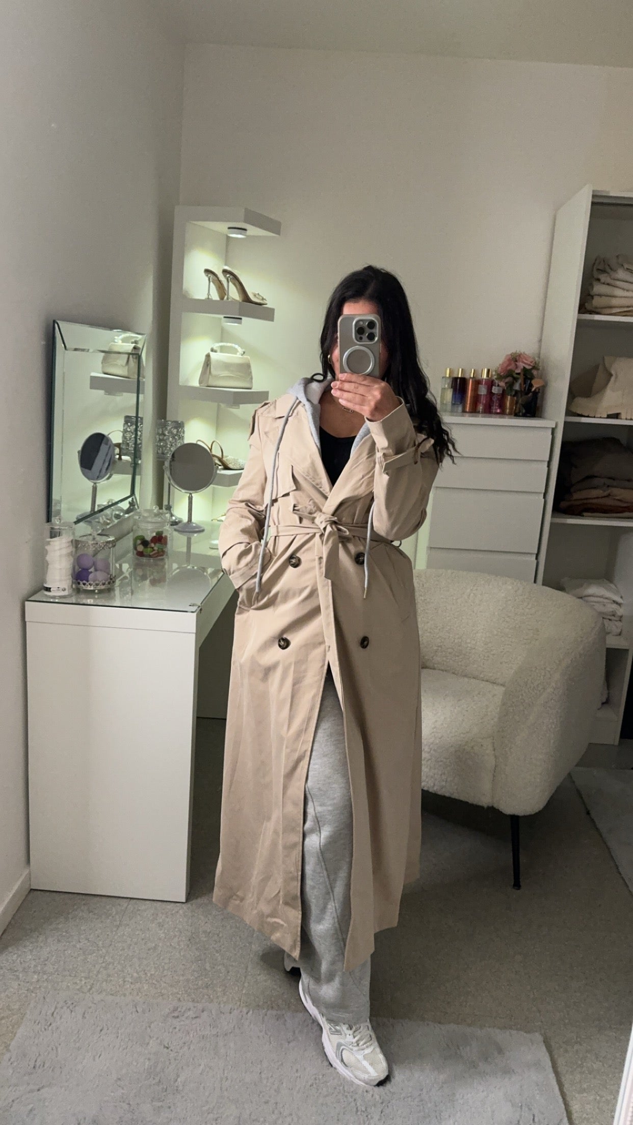 Trench à capuche beige
