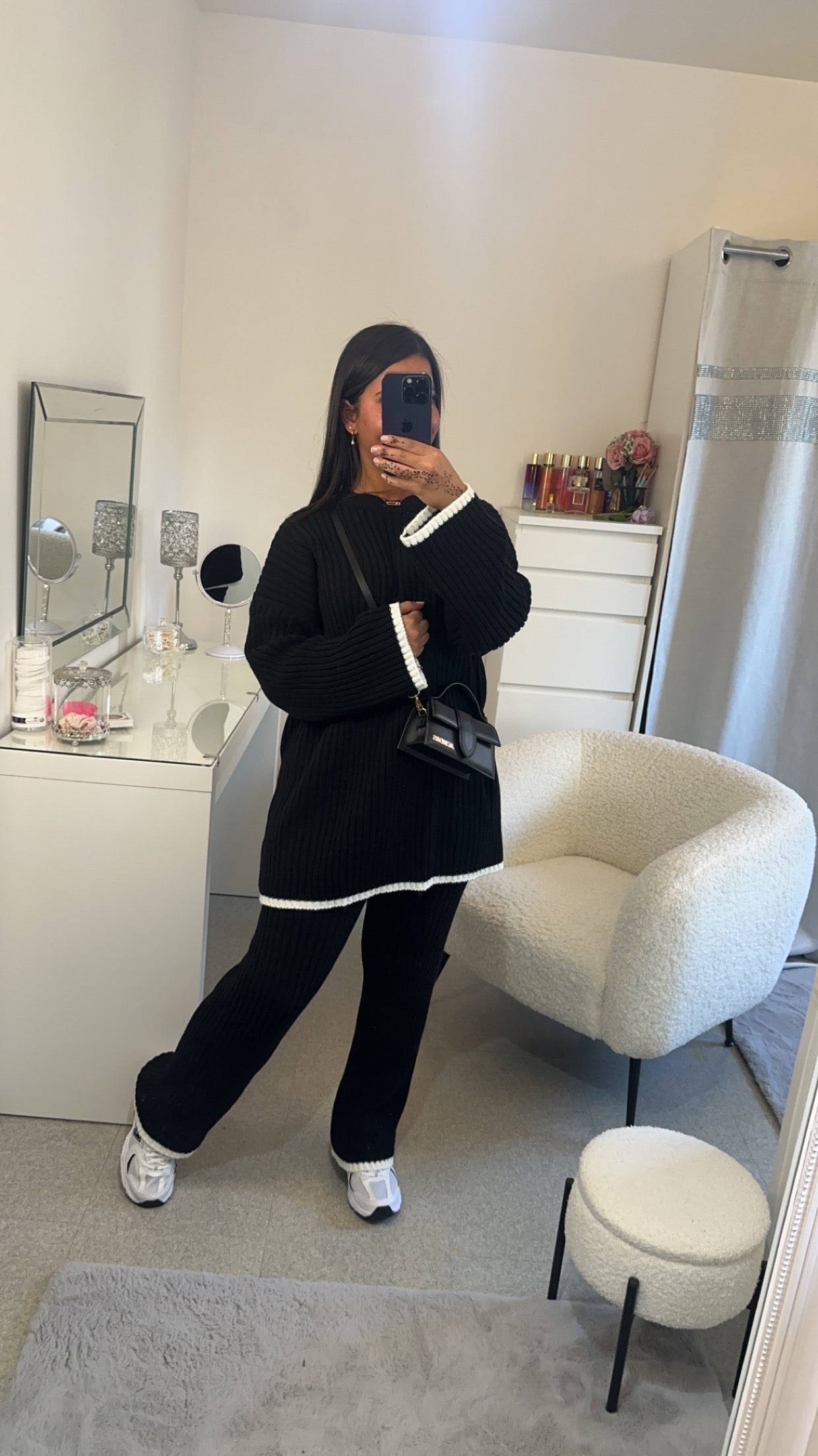 Ensemble pull long bande blanc