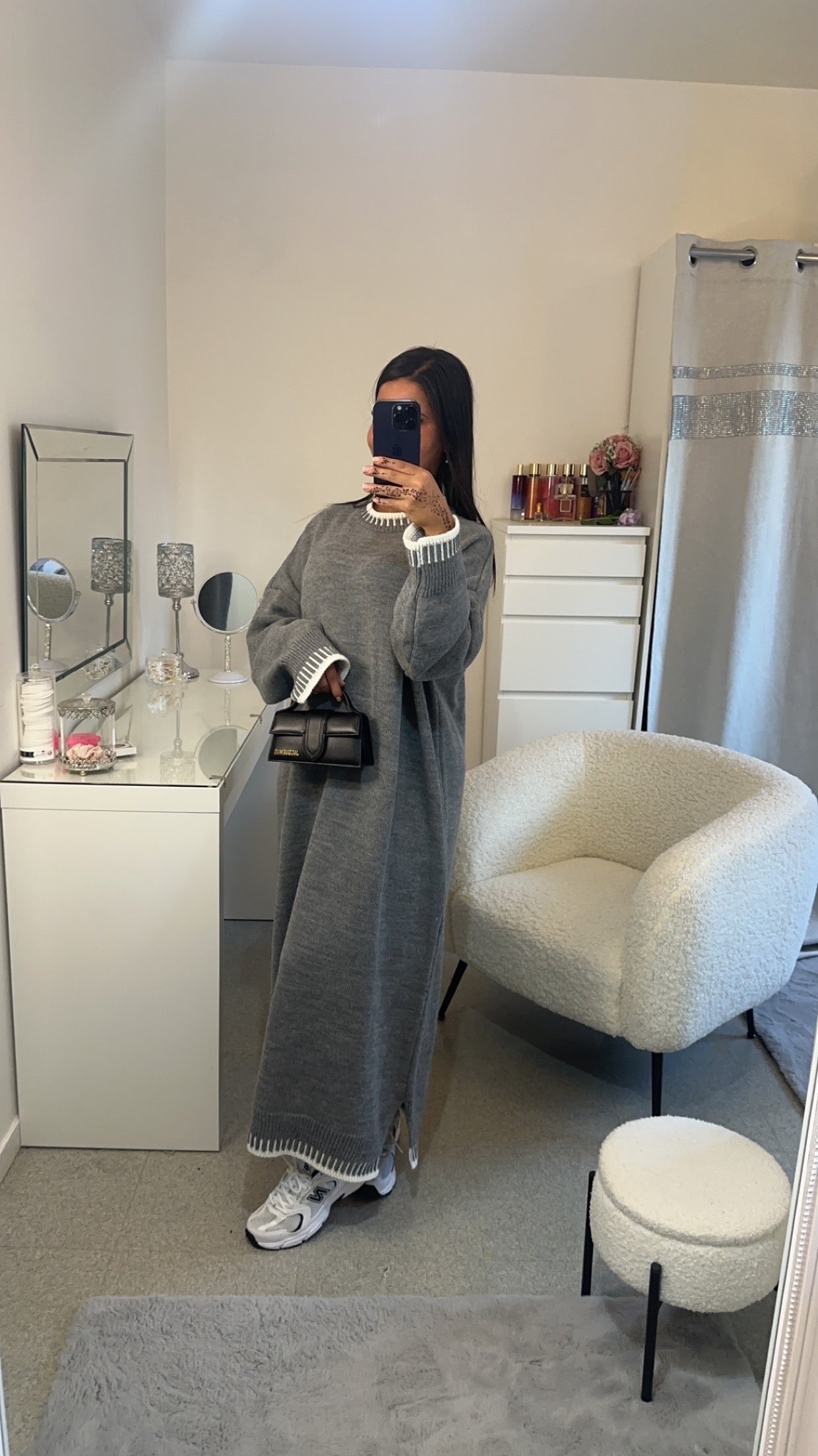 Robe pull long gris