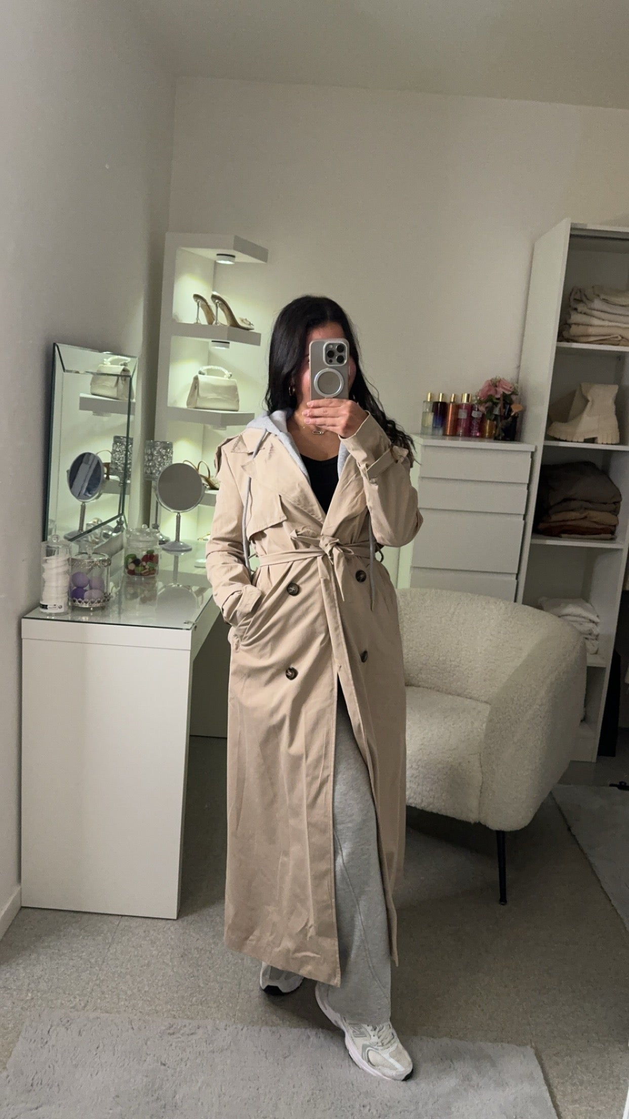Trench à capuche beige