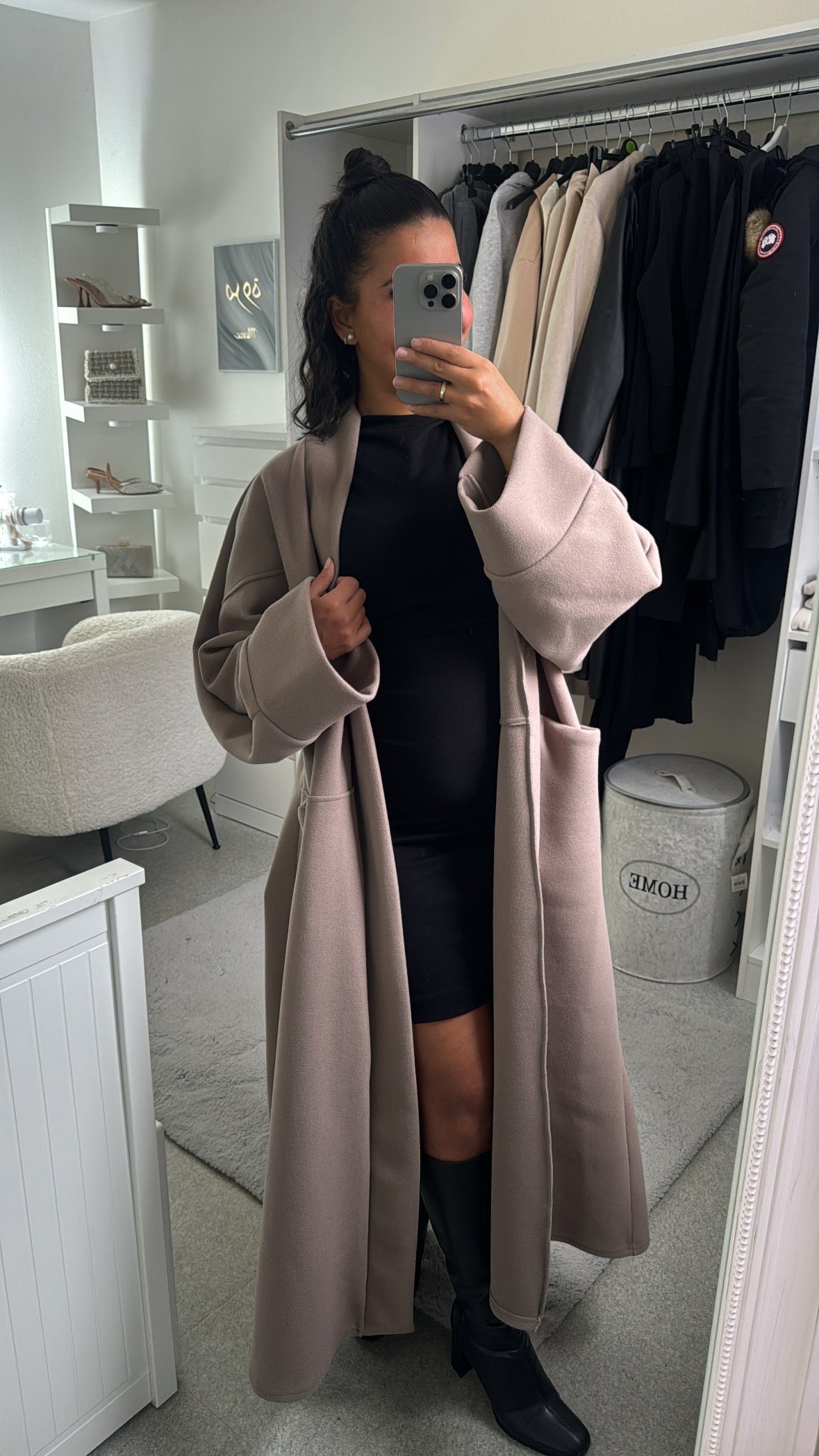 Manteau long Samia taupe