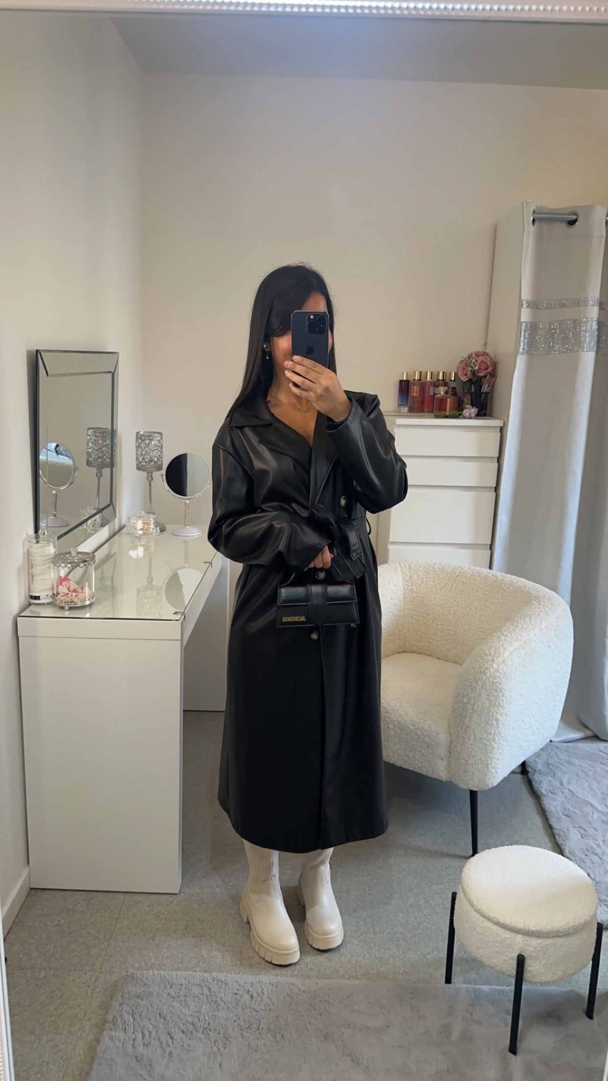 Trench semi cuir noir