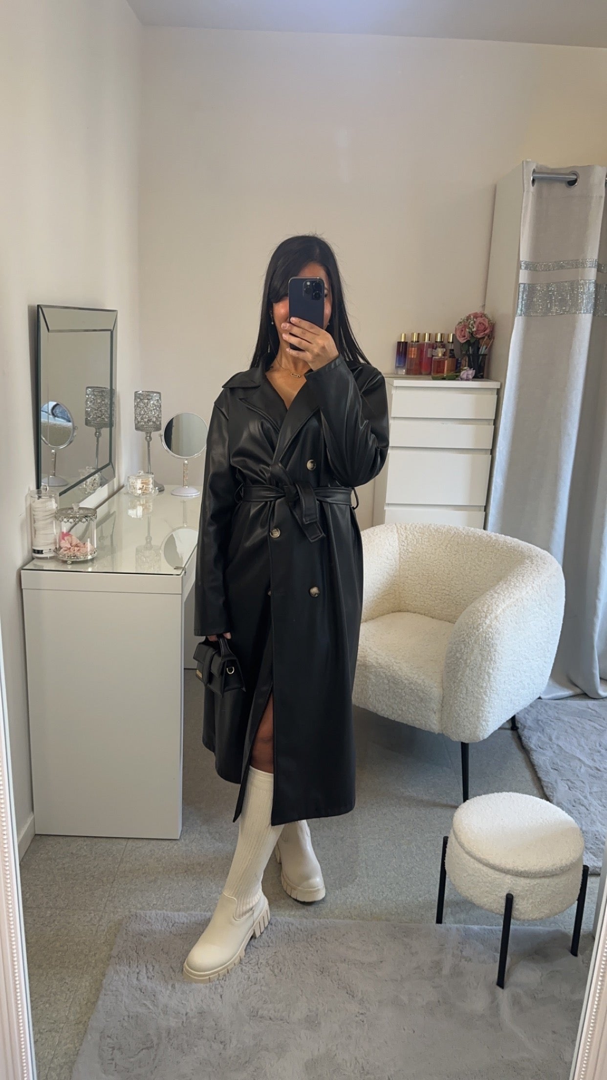 Trench semi cuir noir