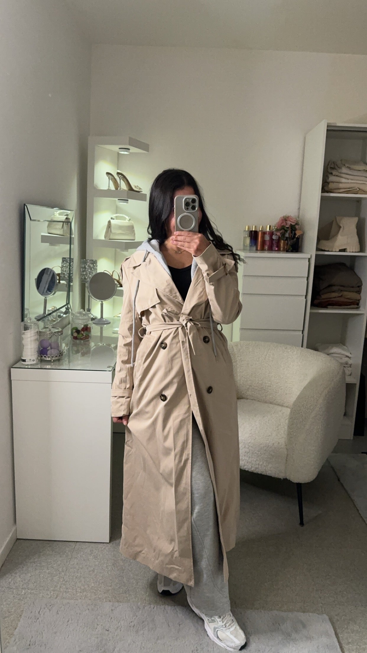 Trench à capuche beige