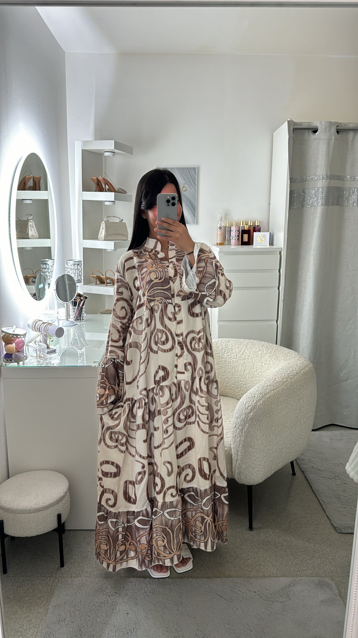 Robe longue à imprimer marron