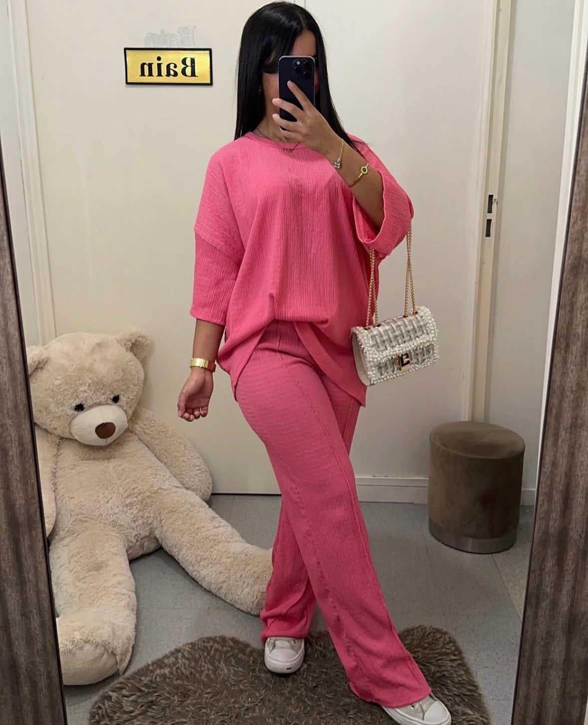 Ensemble tee shirt décontracté rose