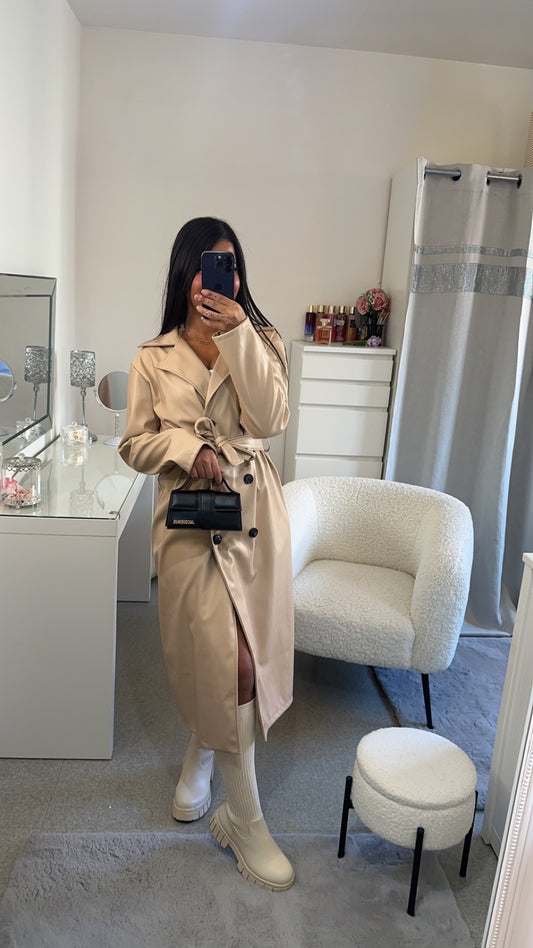 Trench semi cuir beige