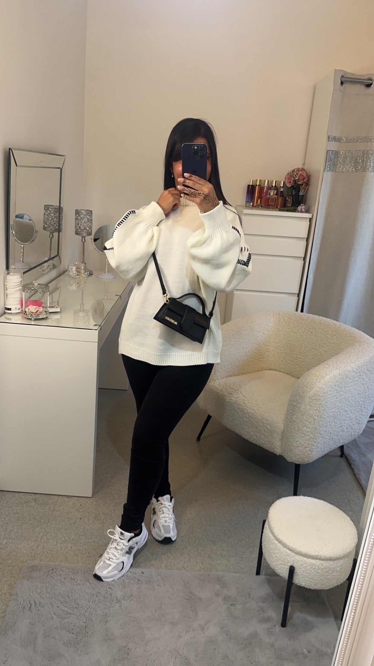 Pull surpiqûres blanc