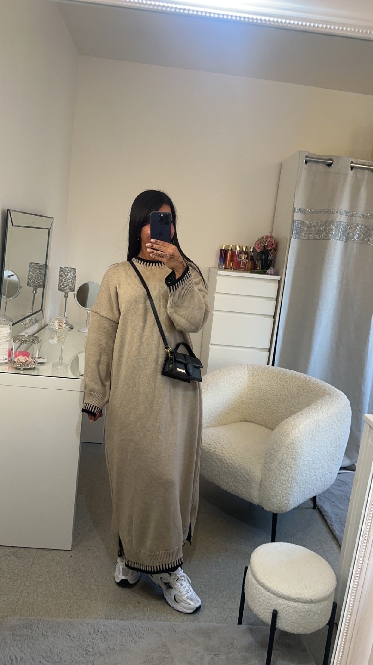 Robe pull long beige