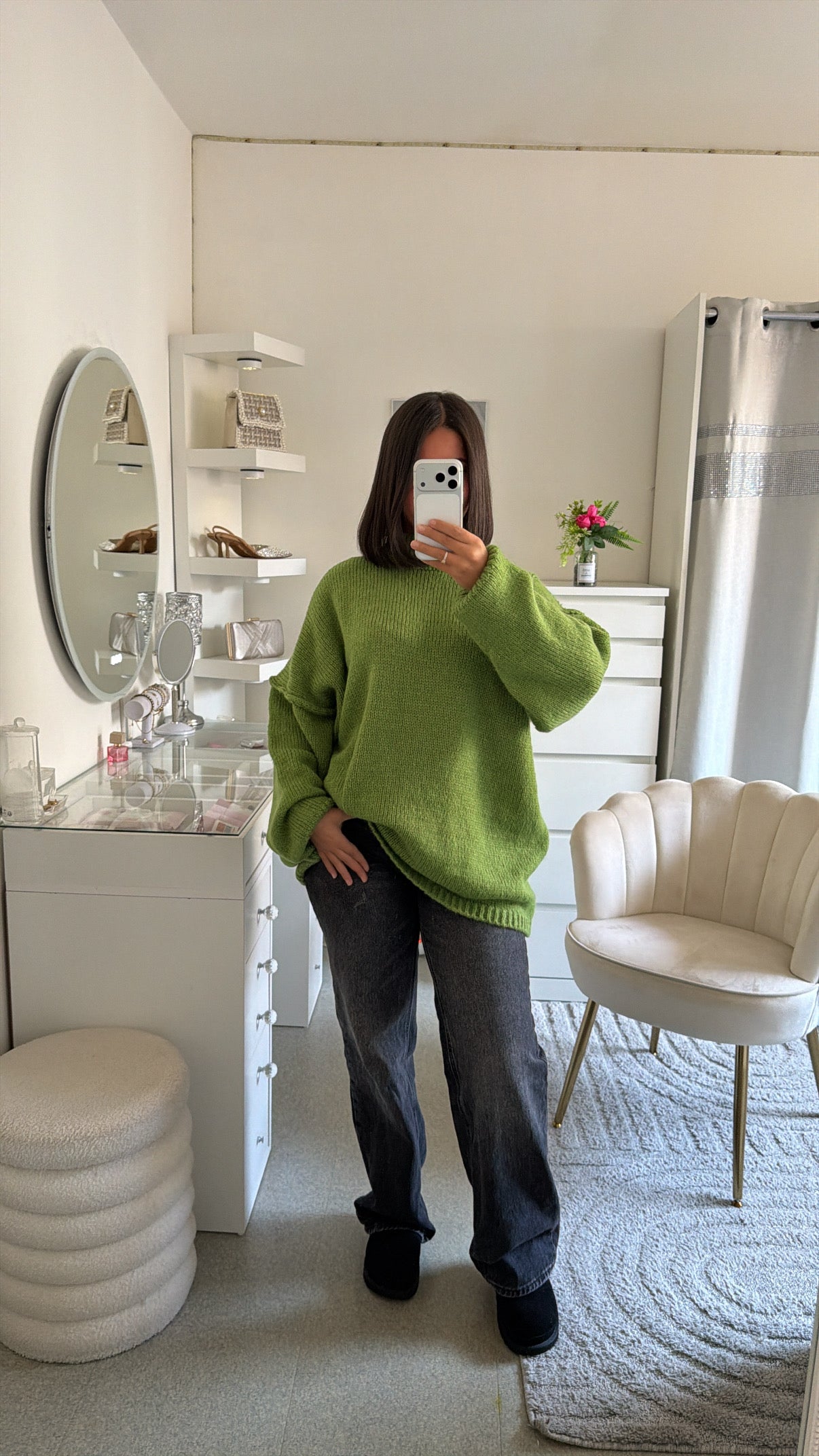 Pull épais long vert olive