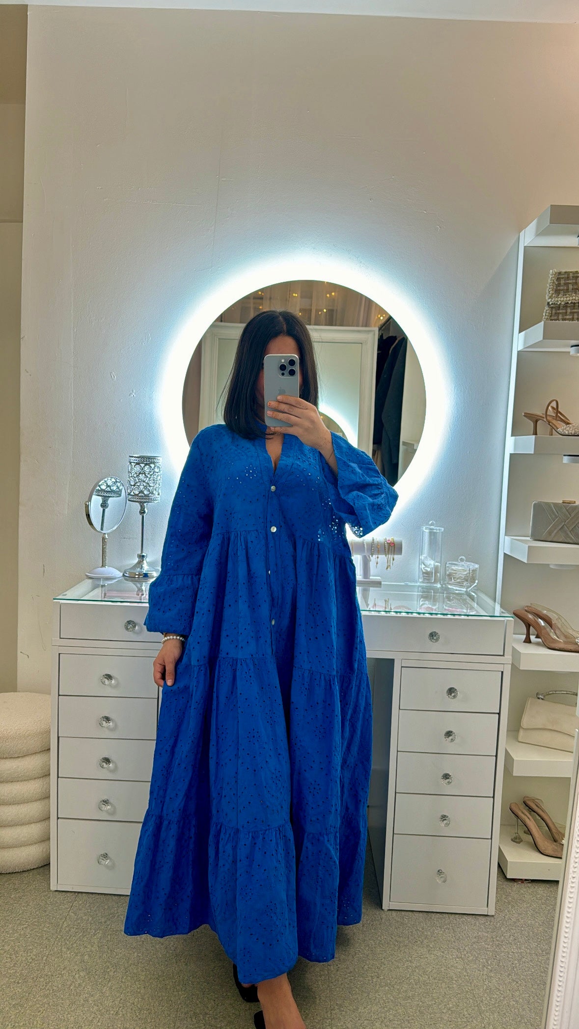 Robe broderie Anissa bleu