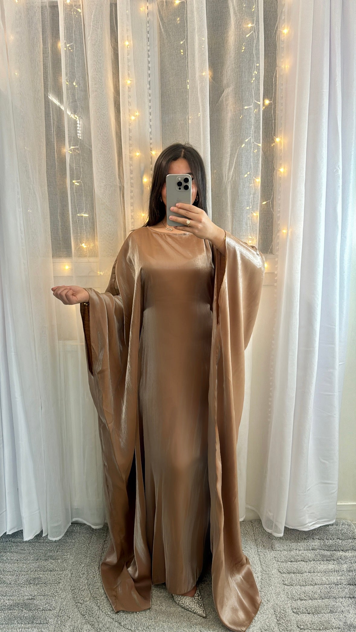 Abaya Sana marron satiné