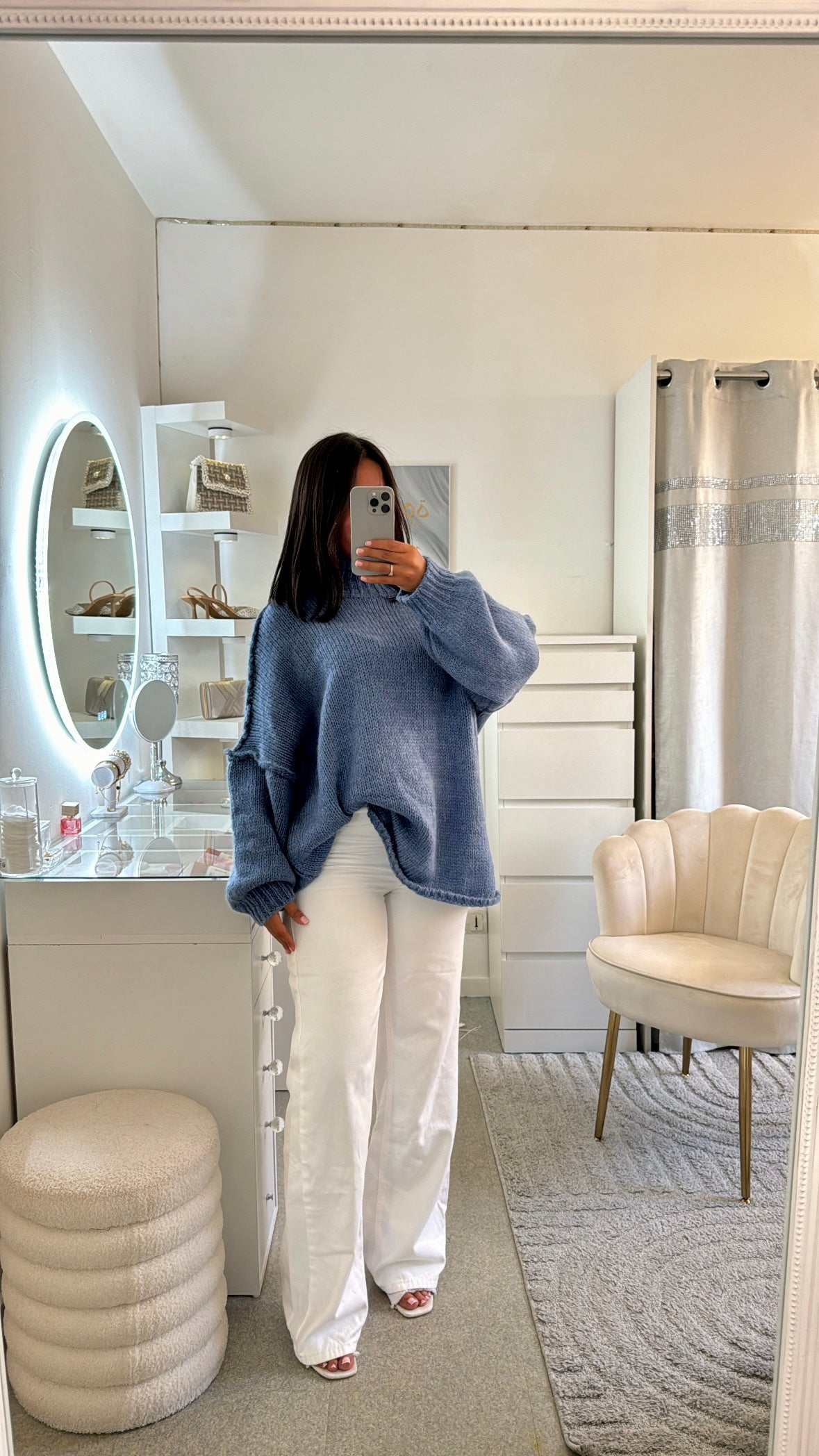 Pull épais long bleu