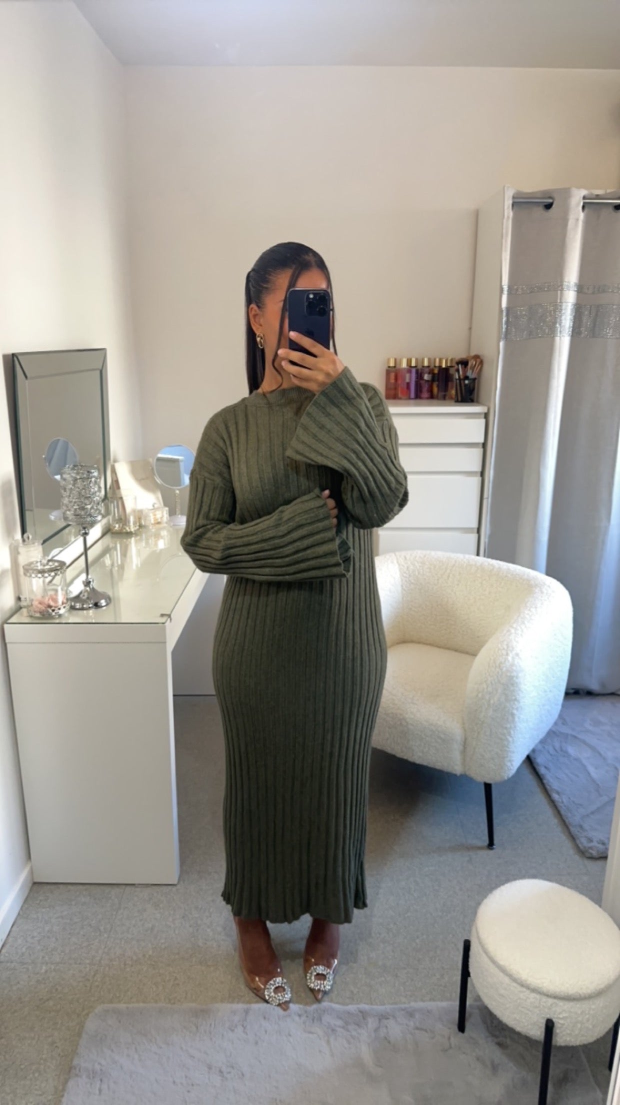 Robe à manche évasée vert