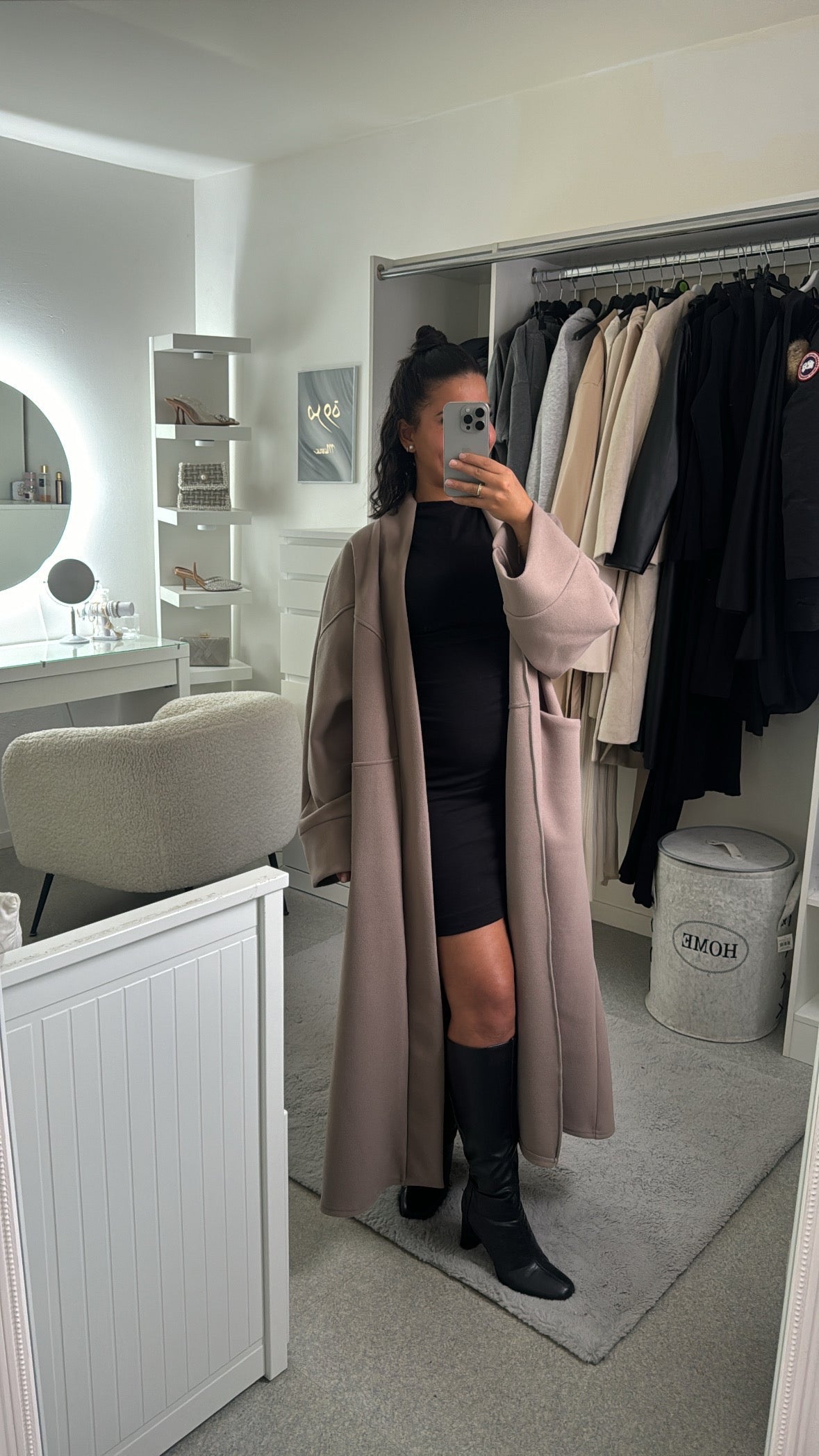Manteau long Samia taupe