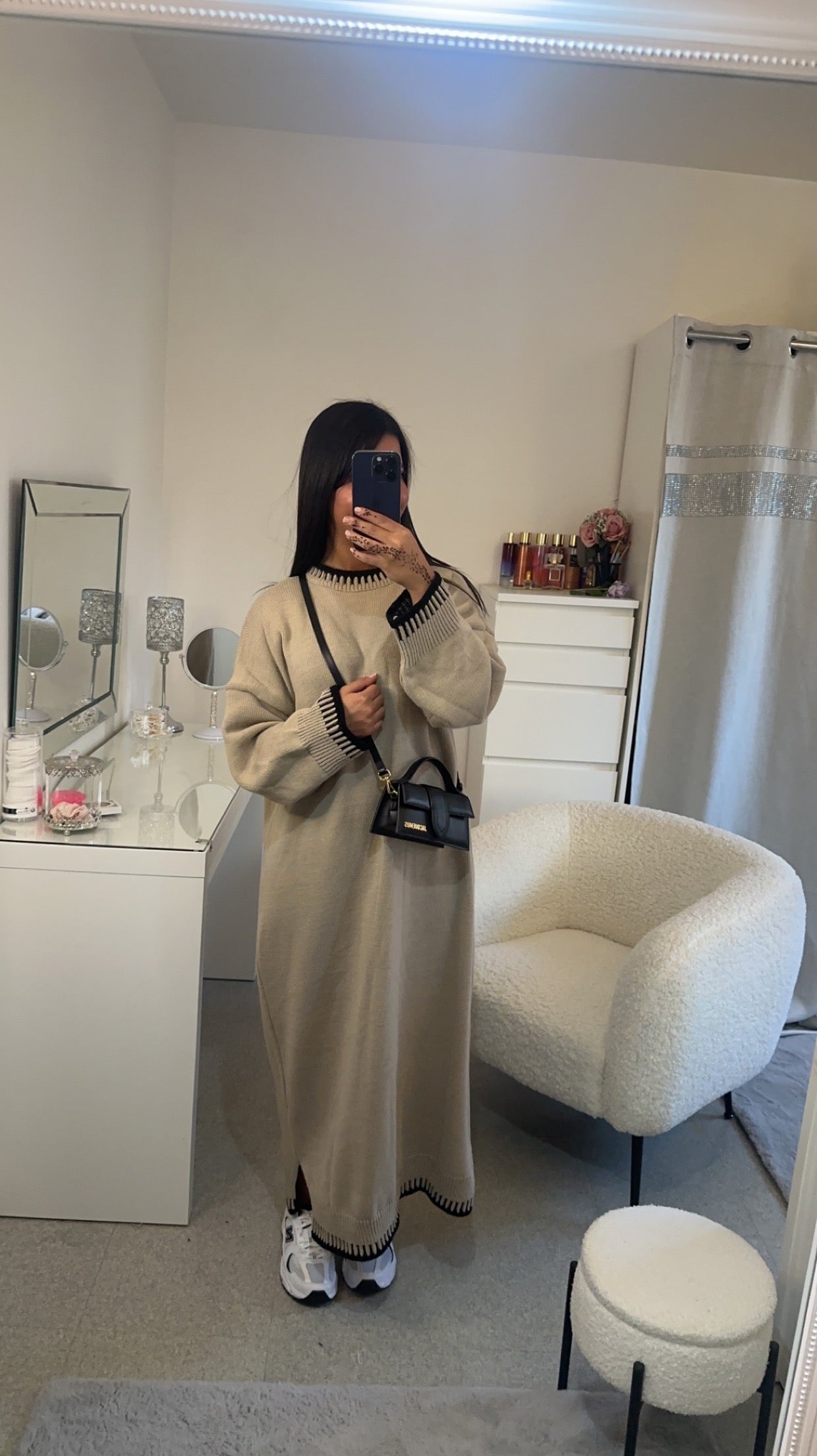 Robe pull long beige