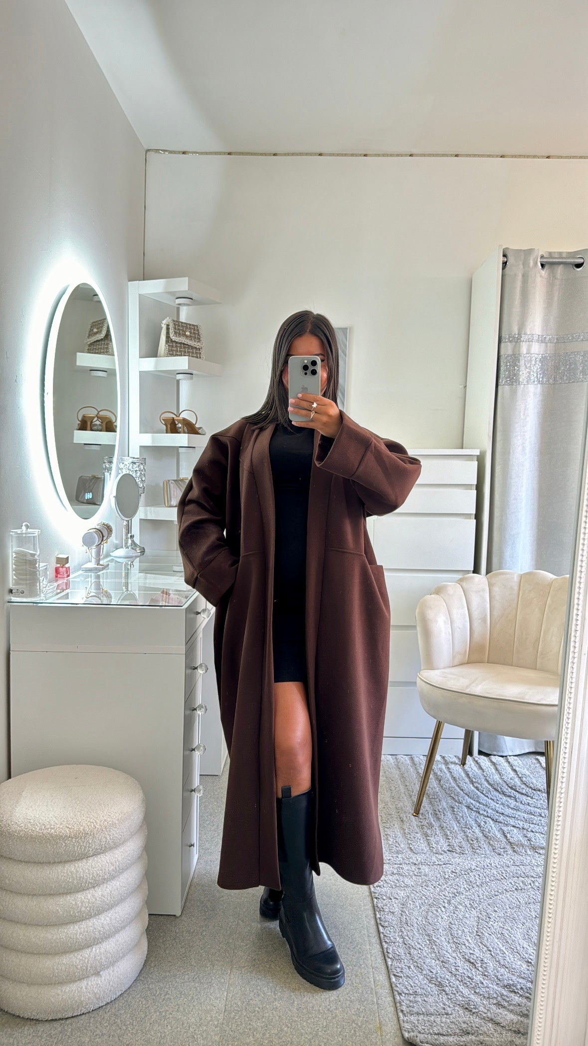 Manteau long Samia marron