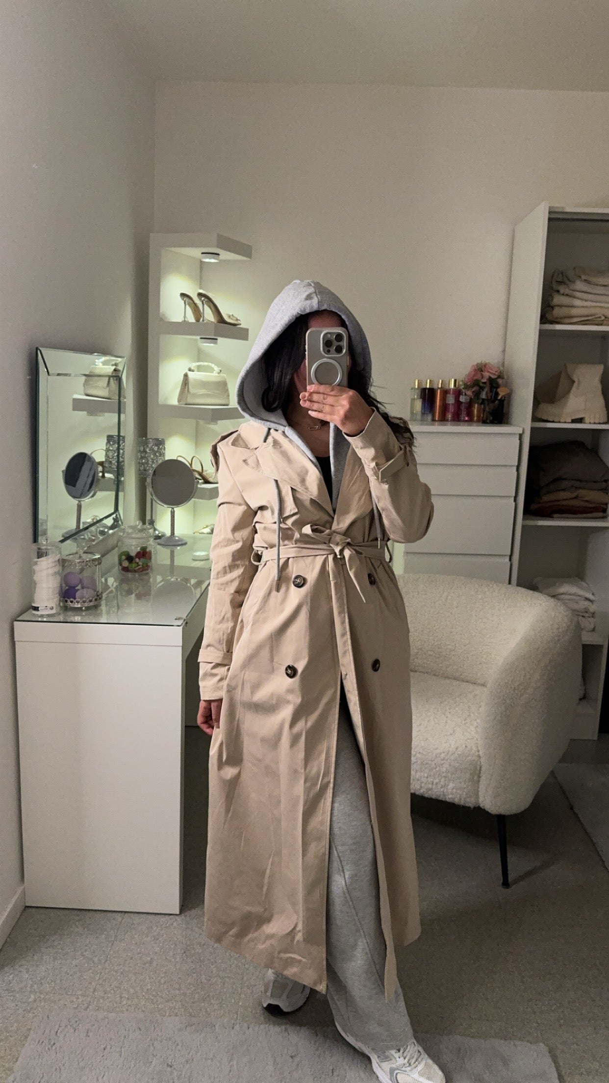 Trench à capuche beige